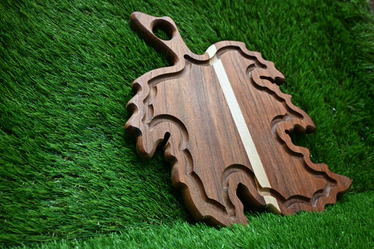 Leaf-Shaped Serving Board – Jatoba & Oak