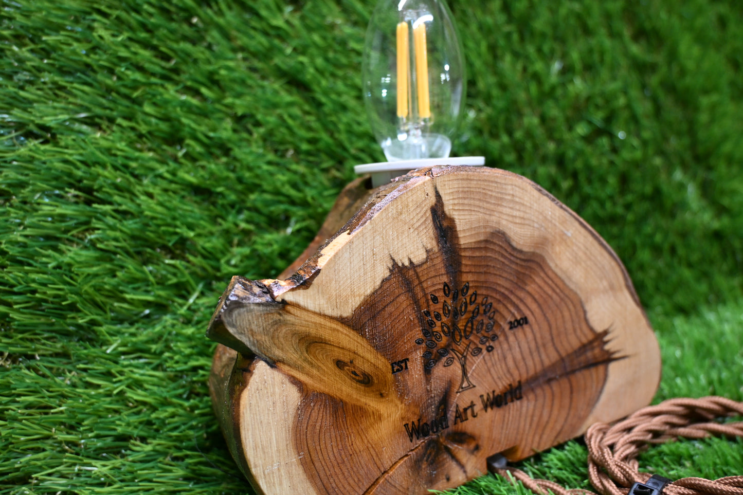 Handcrafted Wooden Mini Lamp – Customisable Carving
