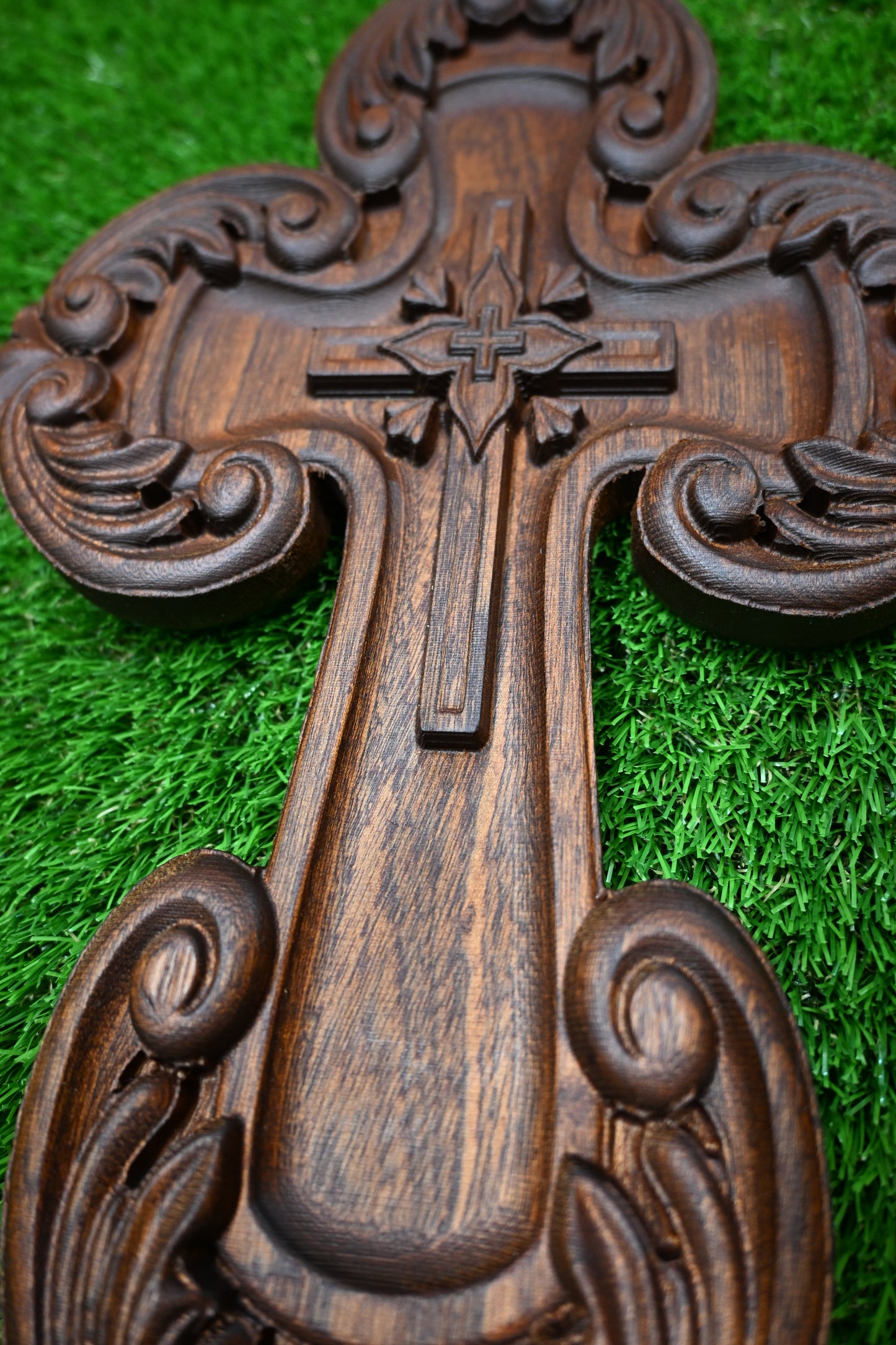 Carved Wooden Cross – Sapele wood