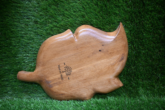 Handcrafted Leaf Serving Tray – Oak Wood