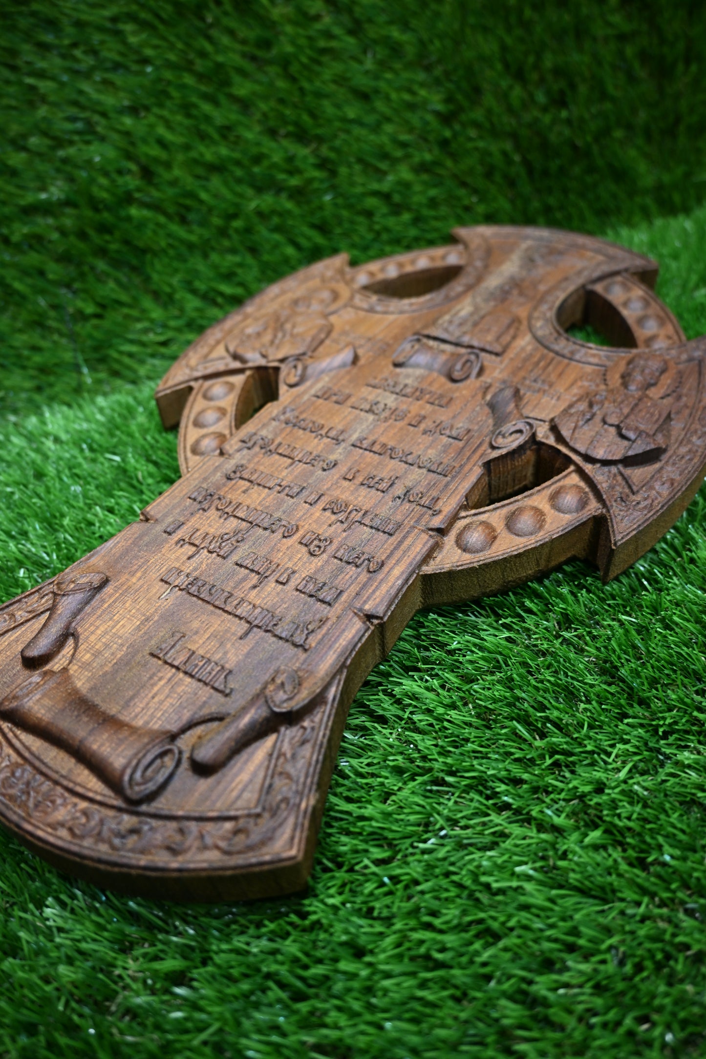 Wooden Cross with Prayer - Iroko wood