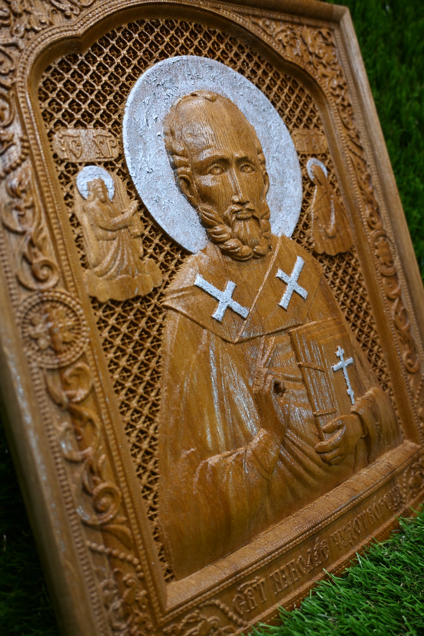 St. Nicholas Carve Icon - Iroko Wood
