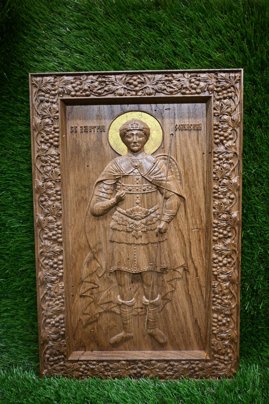 St. Demetrius Carve Icon – Dark Oak