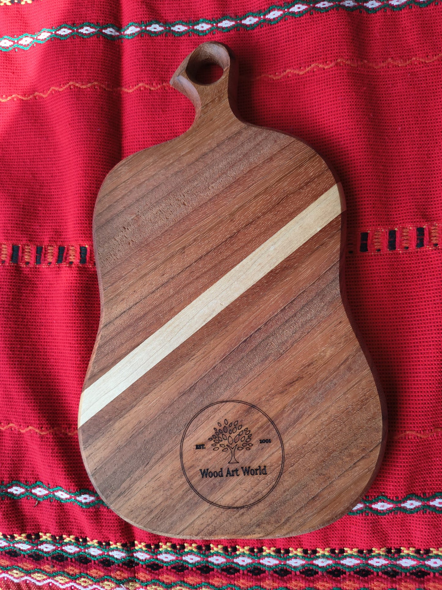 Jatoba & White Oak Cutting Board with Bulgarian Embroidery Motif