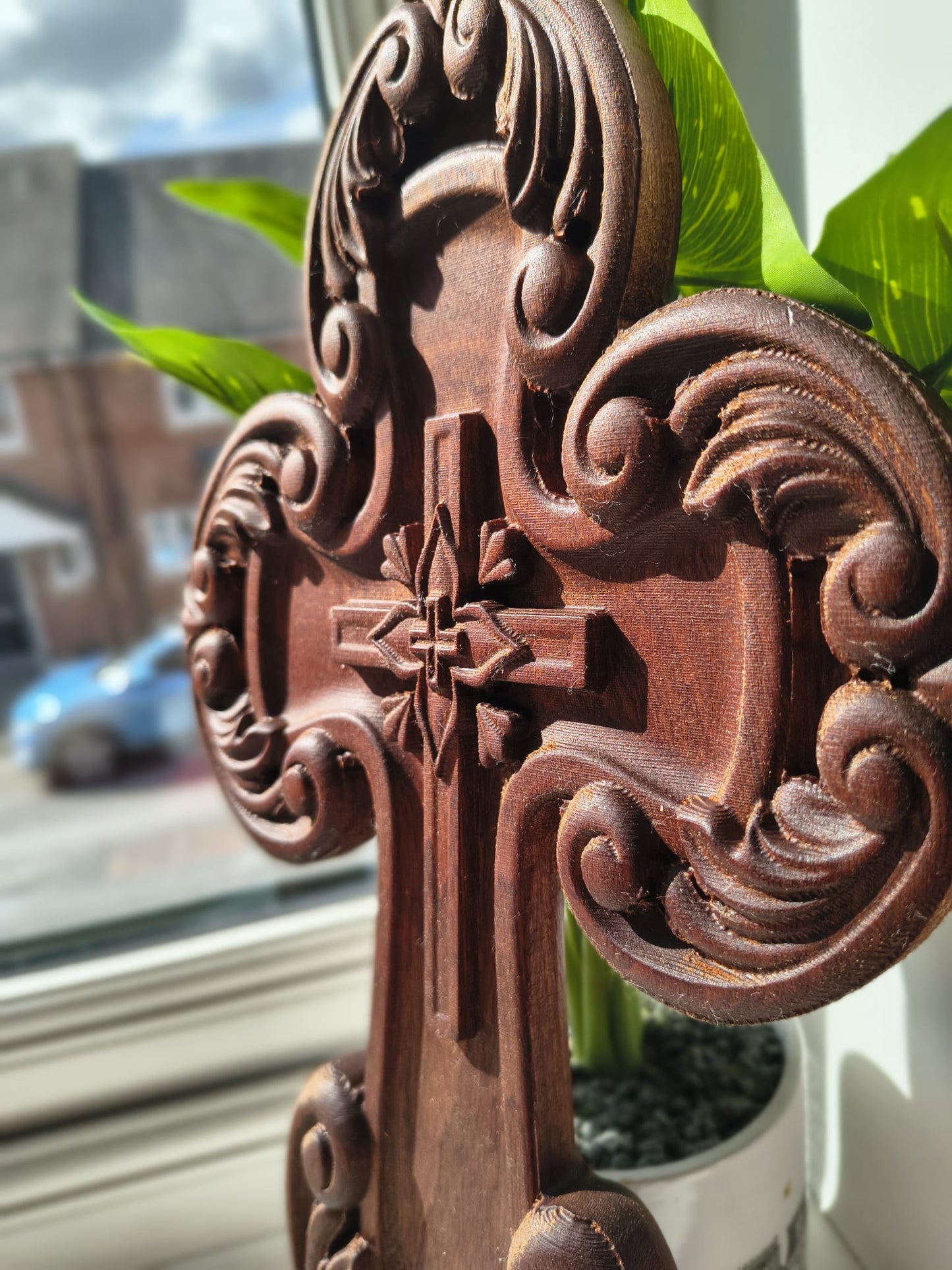 Carved Cross with Decorative Ornaments