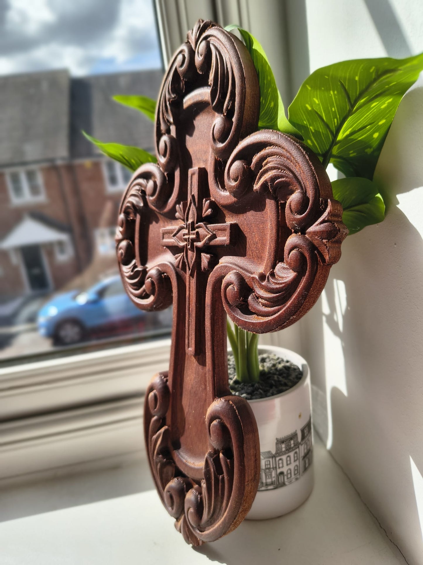 Carved Cross with Decorative Ornaments