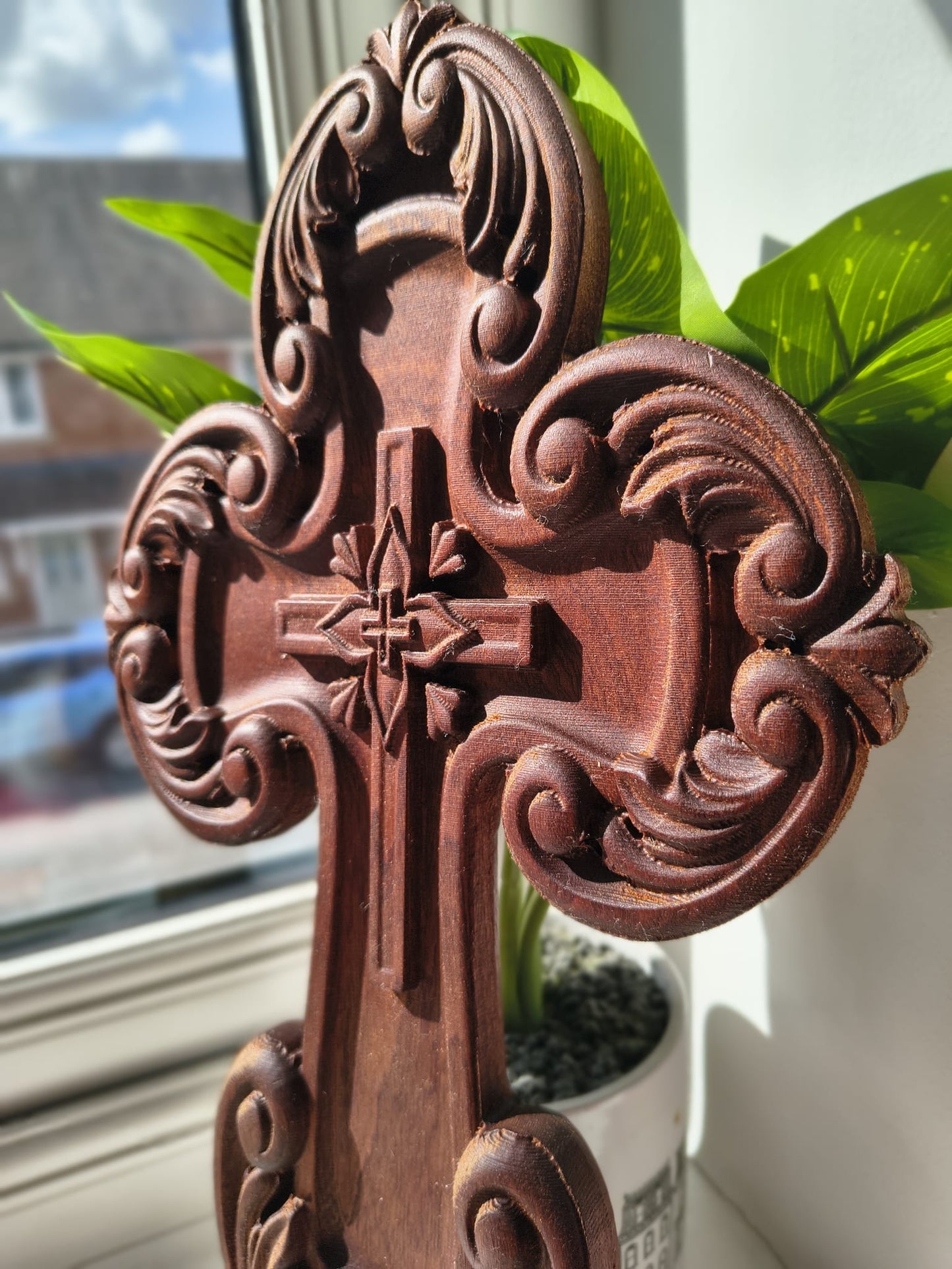 Carved Cross with Decorative Ornaments