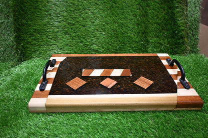 Decorative Handmade serving board – Mixed Hardwood & Epoxy with Coffee Beans