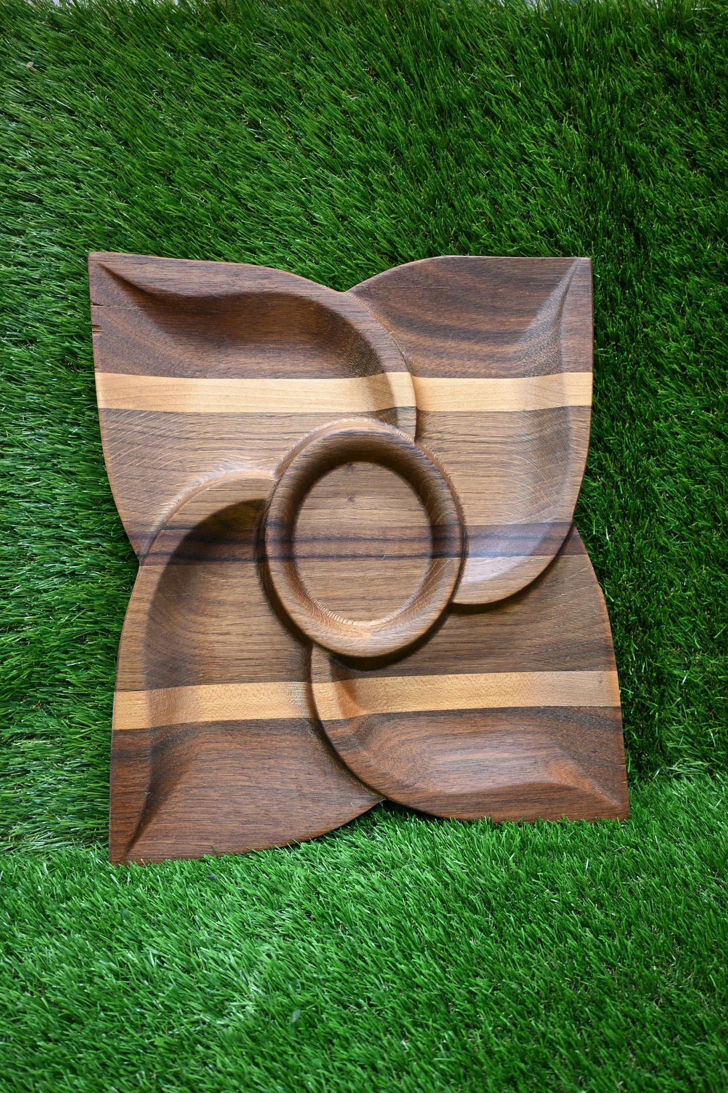 Sectioned Serving Tray – Oak, Walnut & Iroko