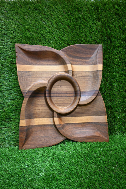 Sectioned Serving Tray – Oak, Walnut & Iroko