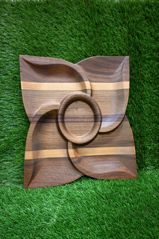 Sectioned Serving Tray – Oak, Walnut & Iroko