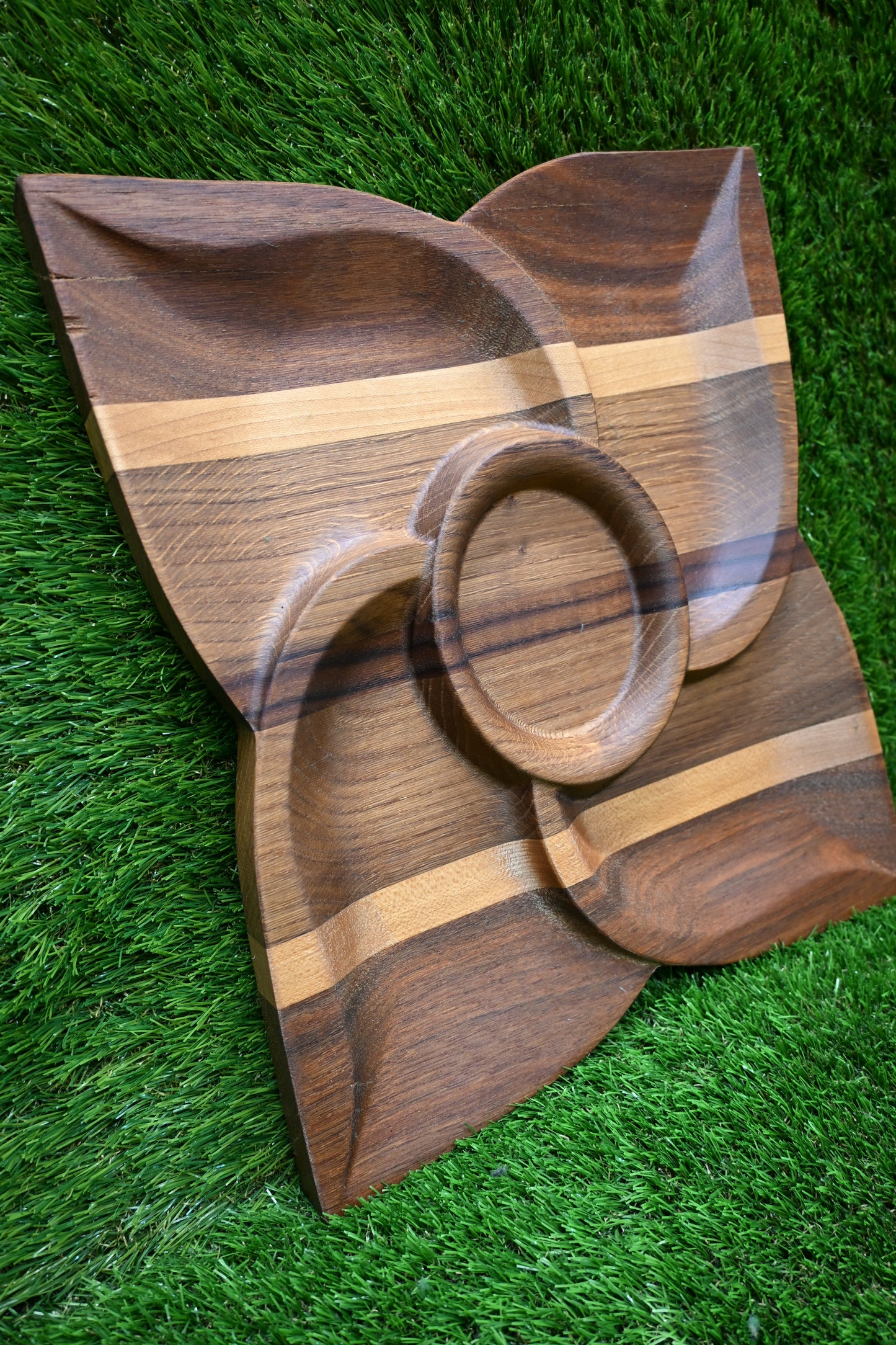 Sectioned Serving Tray – Oak, Walnut & Iroko