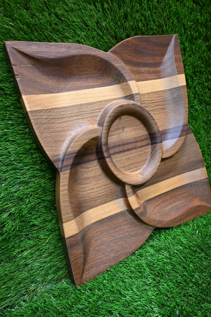 Sectioned Serving Tray – Oak, Walnut & Iroko