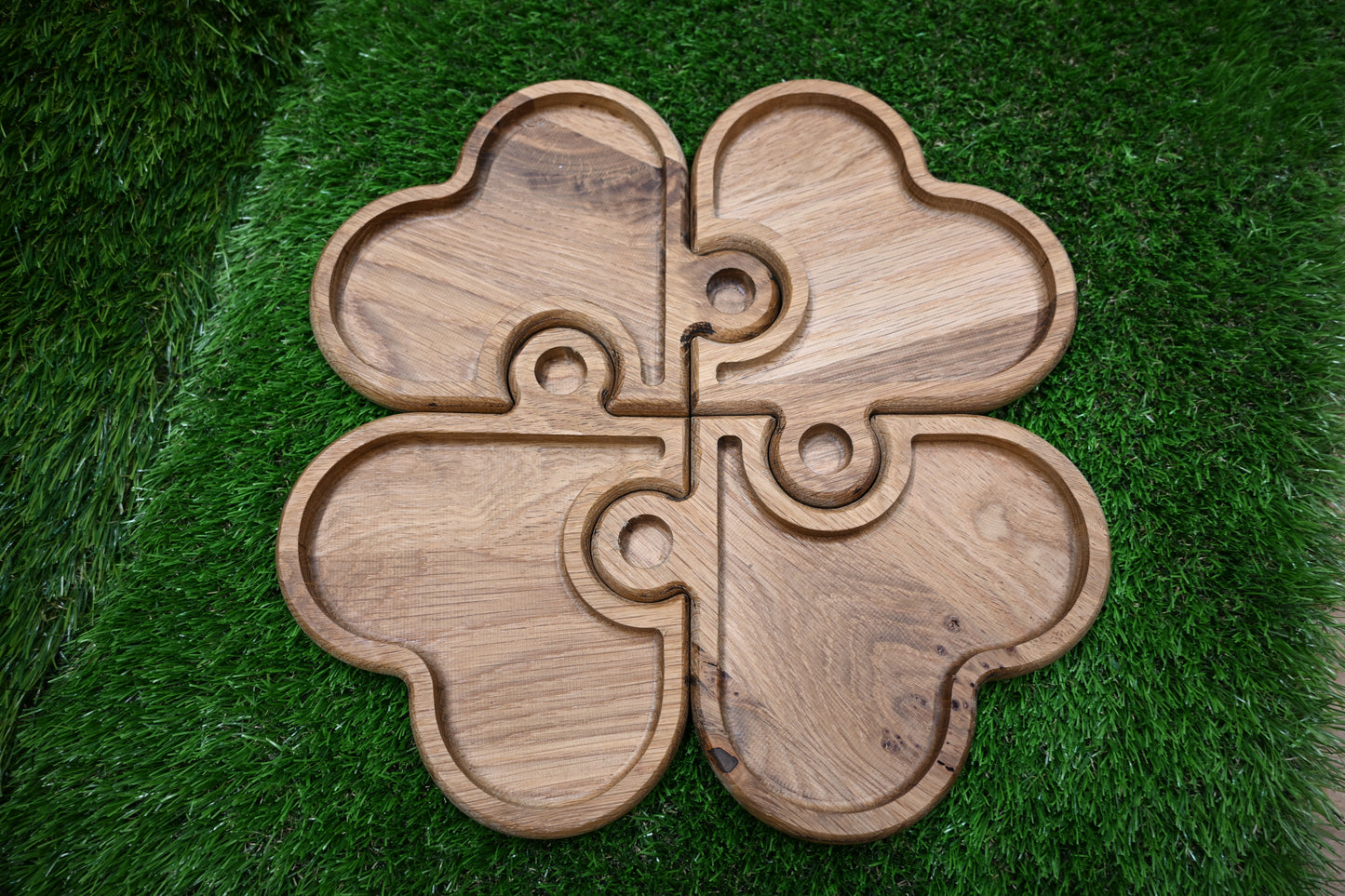 Heart Puzzle Serving Tray – Oak Wood