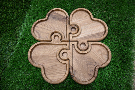 Heart Puzzle Serving Tray – Oak Wood
