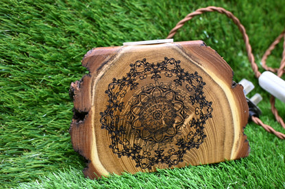 Handcrafted Wooden Mini Lamp – Customisable Carving