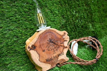 Handcrafted Wooden Mini Lamp – Customisable Carving