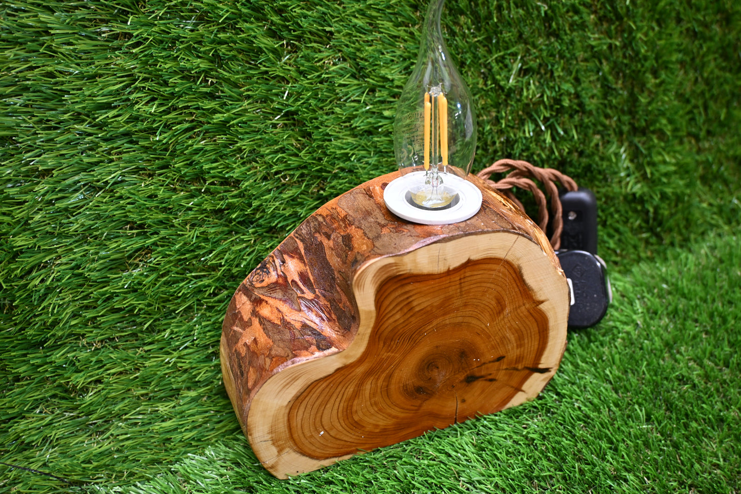 Handcrafted Wooden Mini Lamp – Customisable Carving