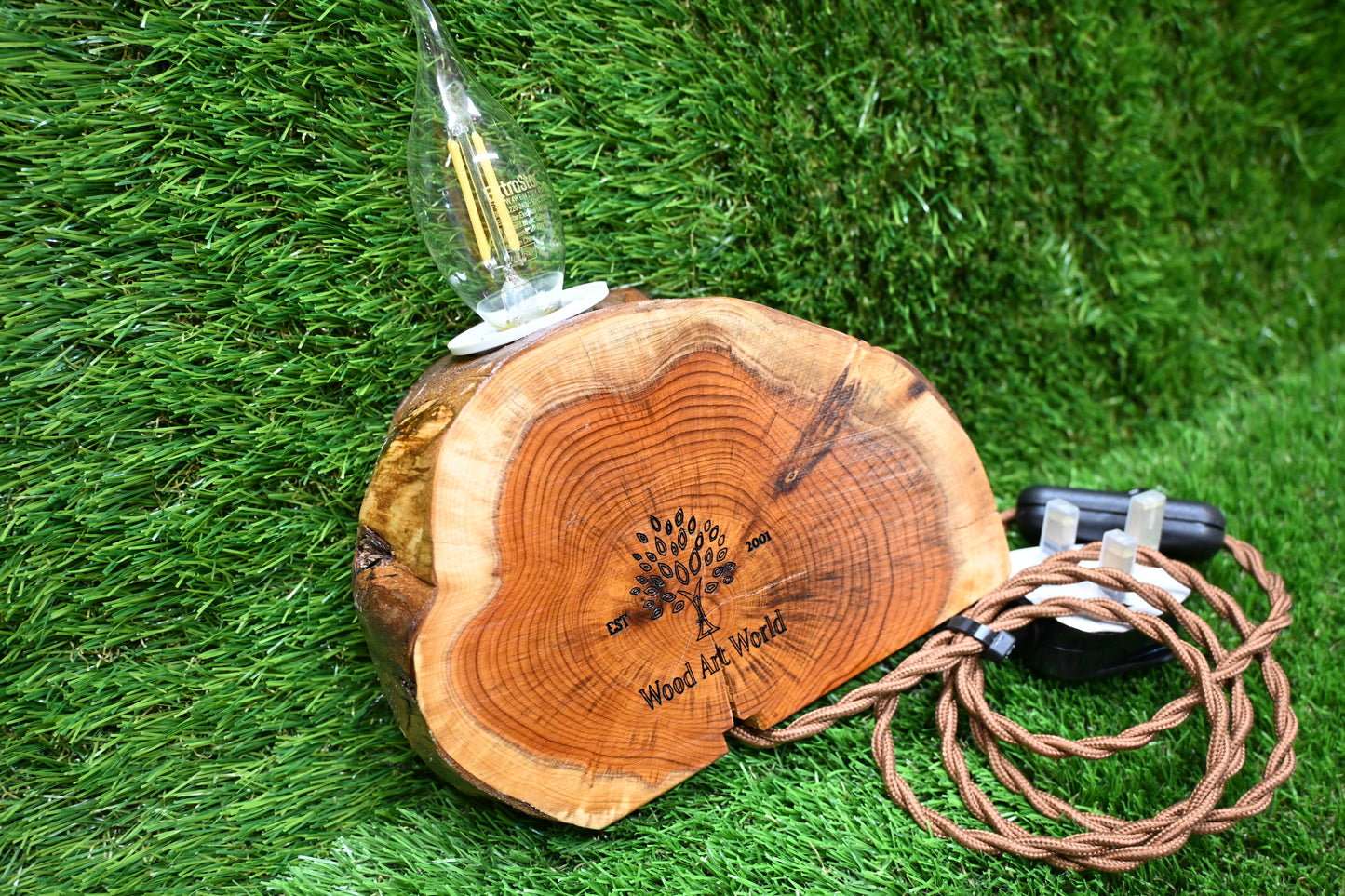 Handcrafted Wooden Mini Lamp – Customisable Carving