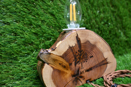 Handcrafted Wooden Mini Lamp – Customisable Carving