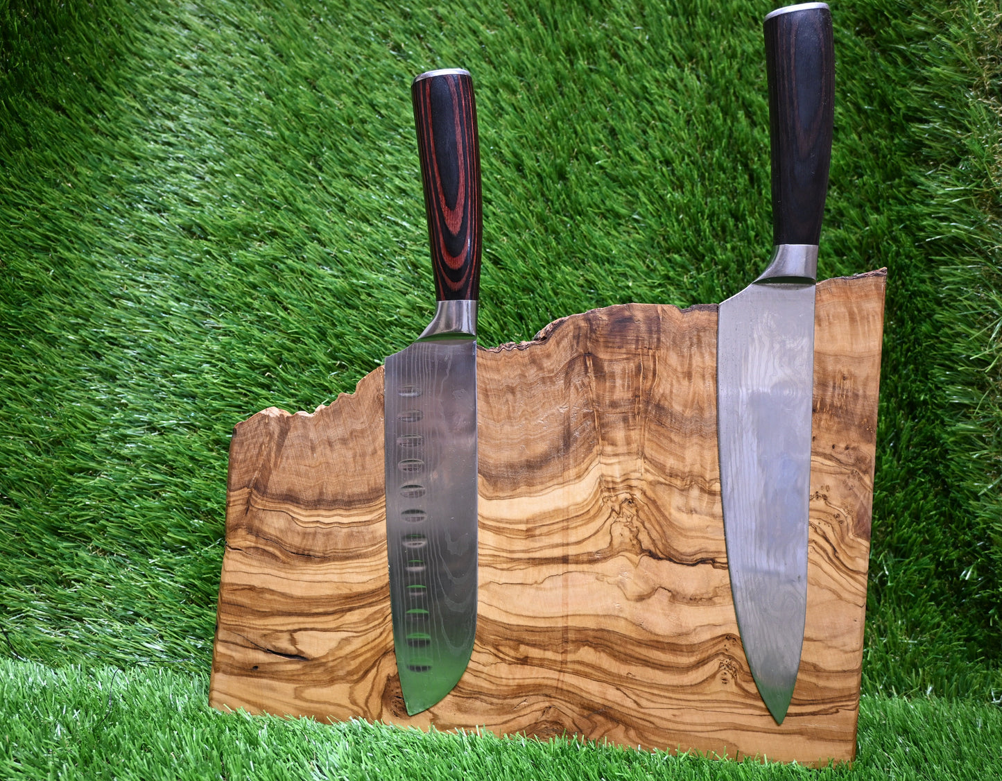 Handcrafted Magnetic Knife Holder – Olive & Walnut Wood