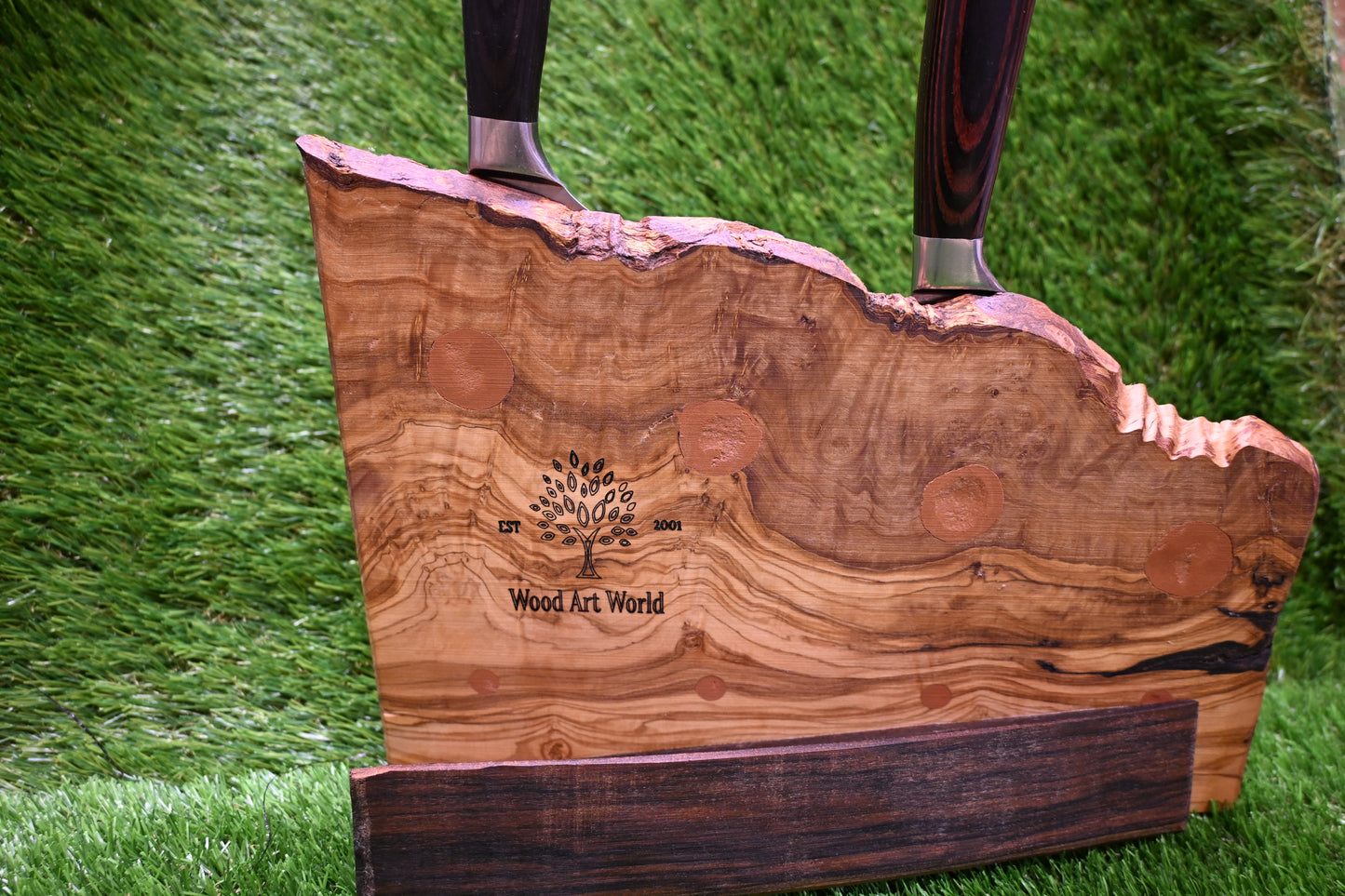 Handcrafted Magnetic Knife Holder – Olive & Walnut Wood