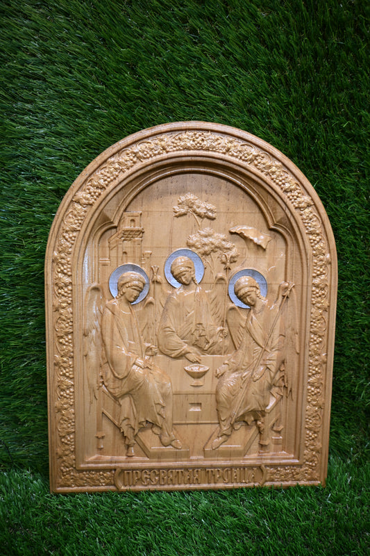 Carved The Holy Trinity Icon – Poplar Wood