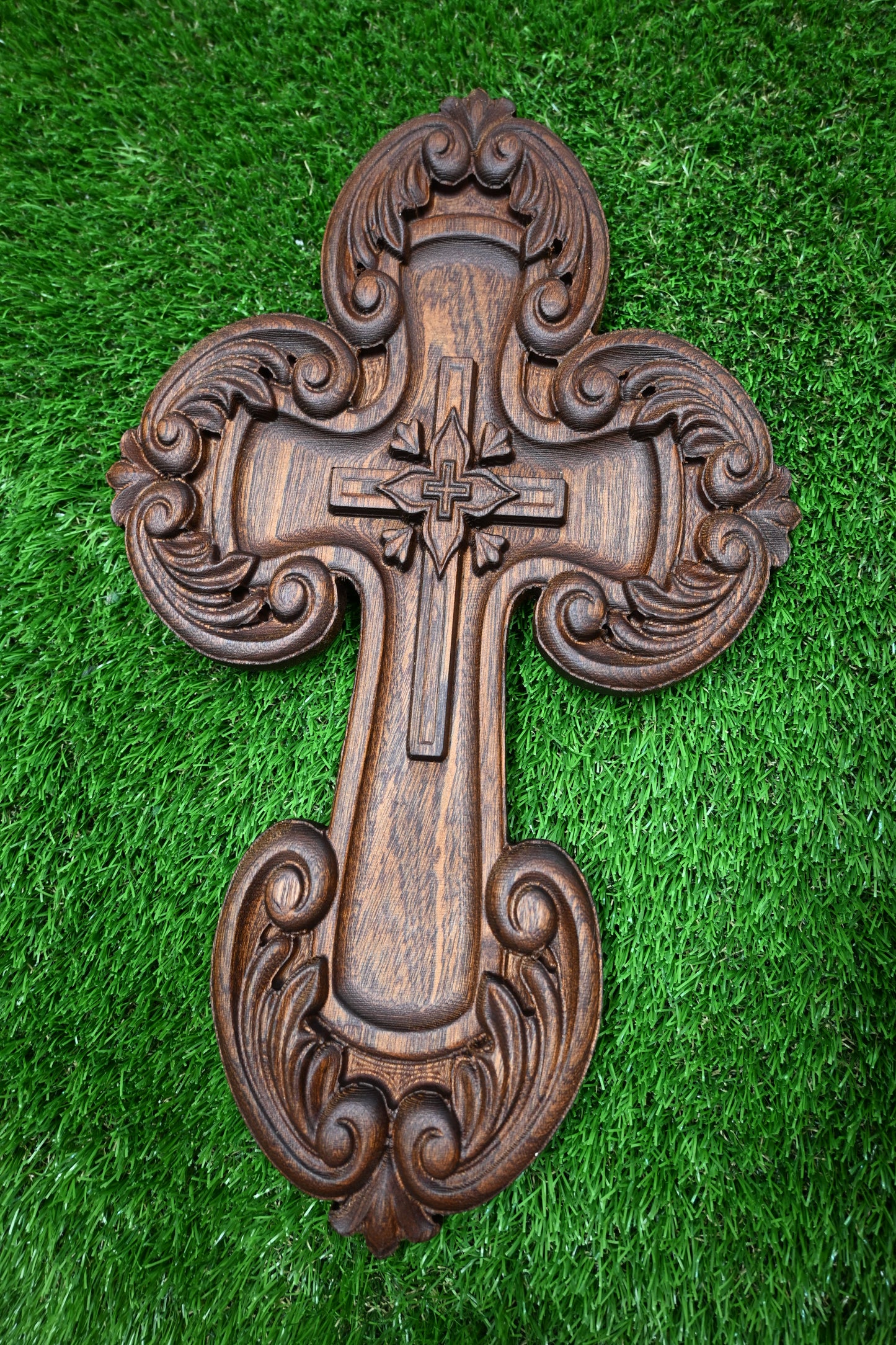 Carved Wooden Cross – Sapele wood