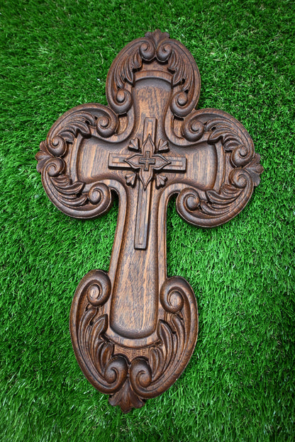 Carved Wooden Cross – Sapele wood