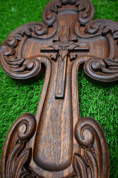 Carved Wooden Cross – Sapele wood