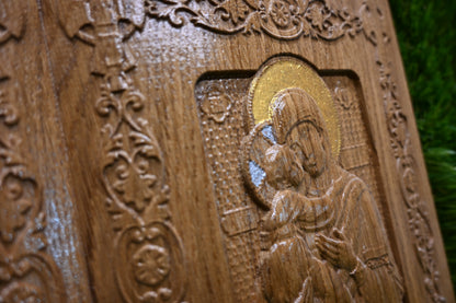 Double Page Book Carve Icon - Oak wood