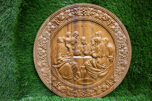 Round Last Supper Plaque – Oak & Iroko