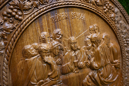 Round Last Supper Plaque – Oak & Iroko