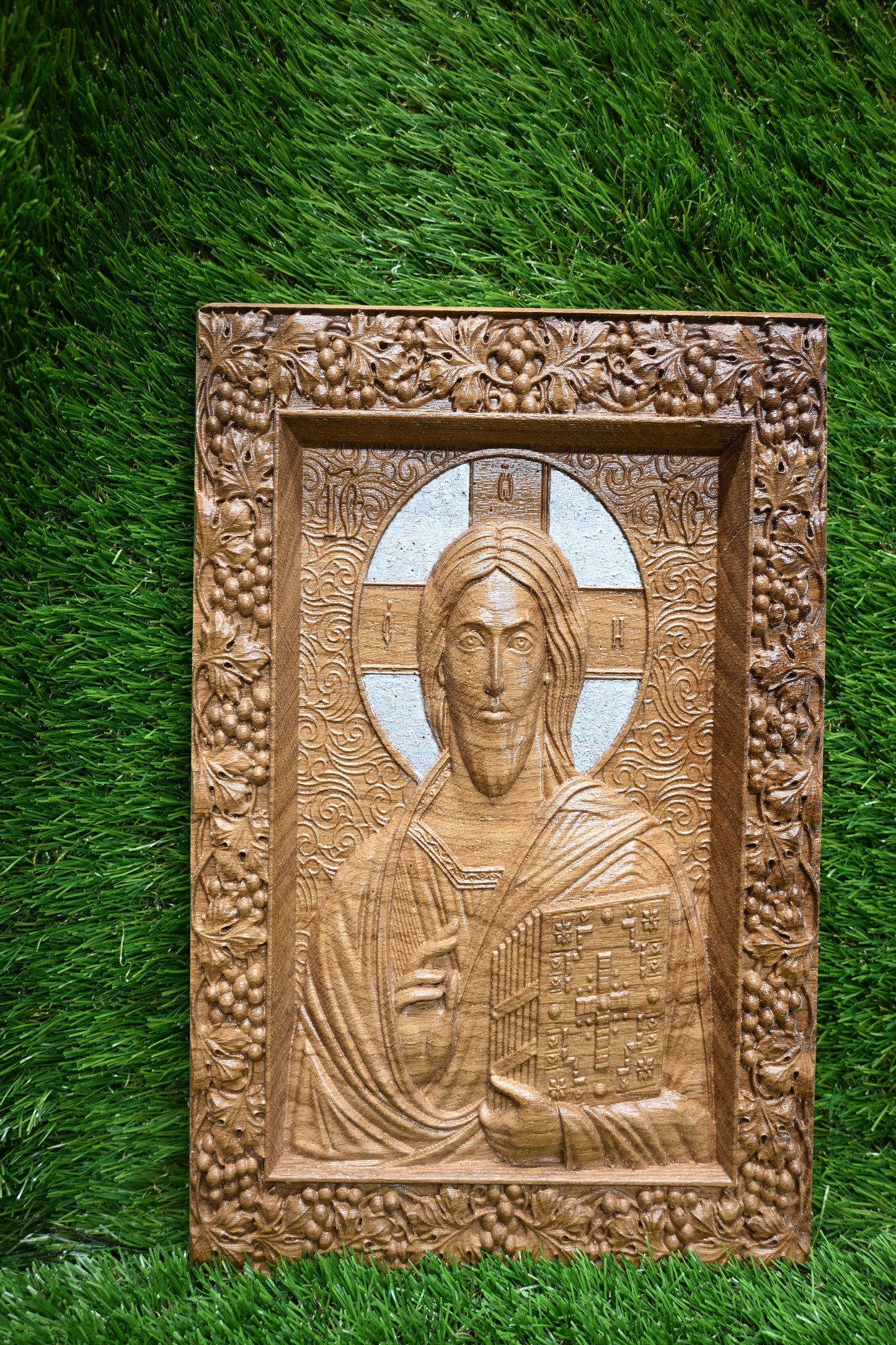 Jesus Christ Carved Icon – Dark Oak