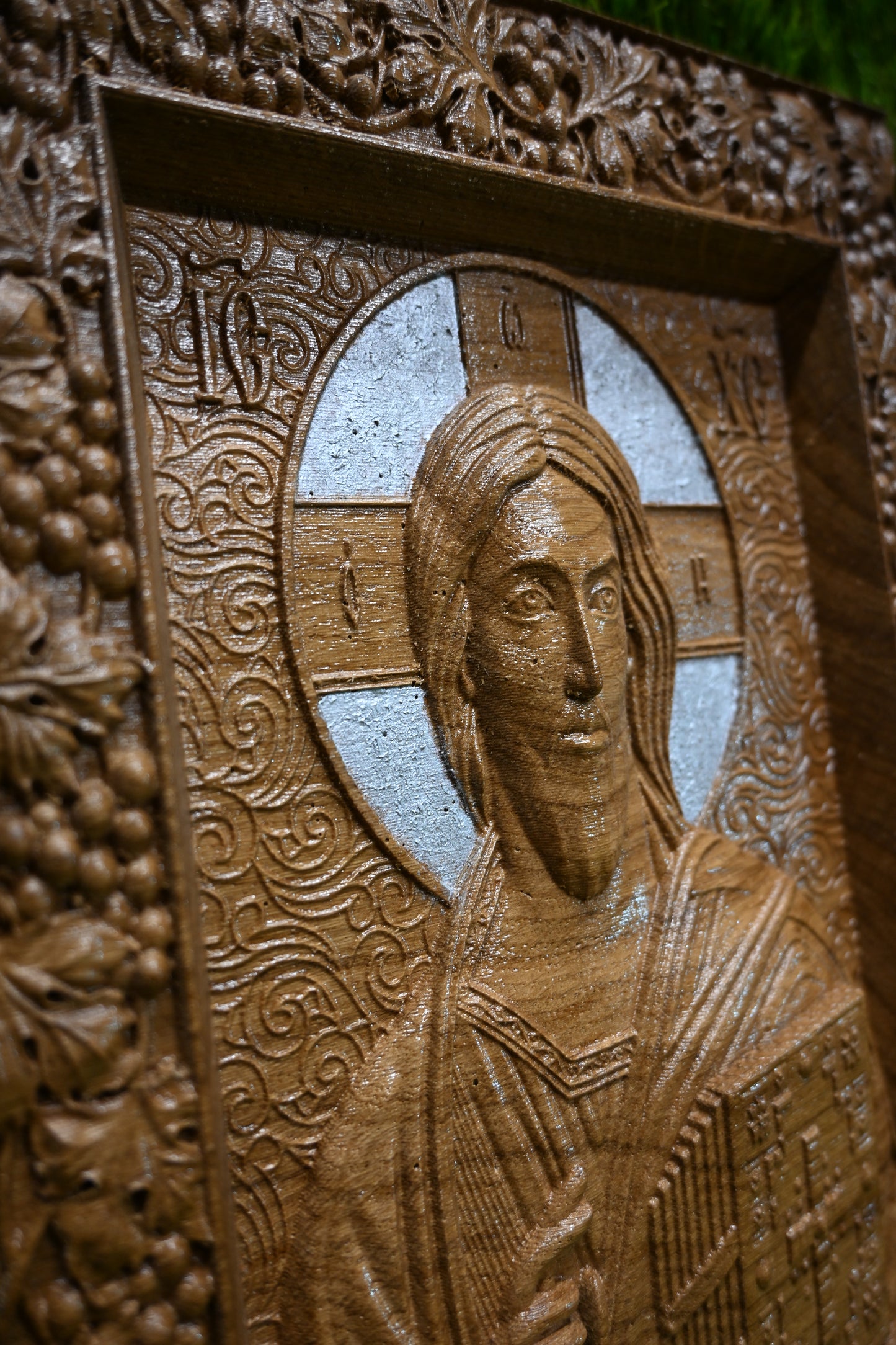Jesus Christ Carved Icon – Dark Oak