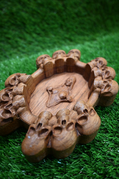 Wooden Ashtray – Carved Decorative Design