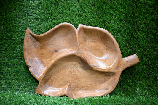 Handcrafted Leaf Serving Tray – Oak Wood