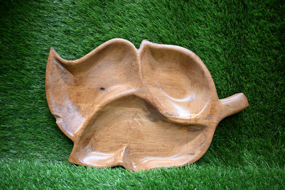Handcrafted Leaf Serving Tray – Oak Wood