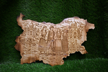 Carved Wooden Country Map Wall Art – Pine