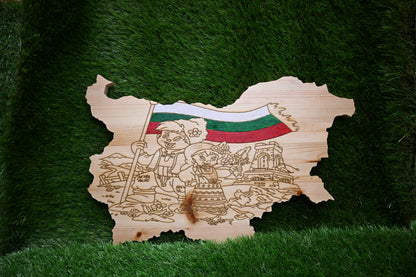 Carved Wooden Country Map Wall Art – Pine