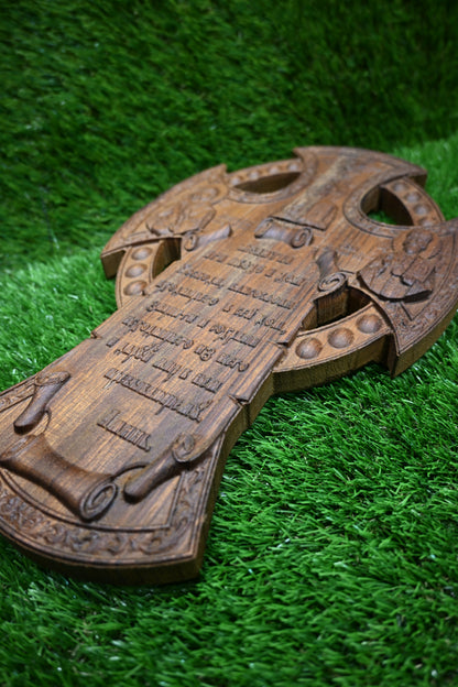 Wooden Cross with Prayer - Iroko wood
