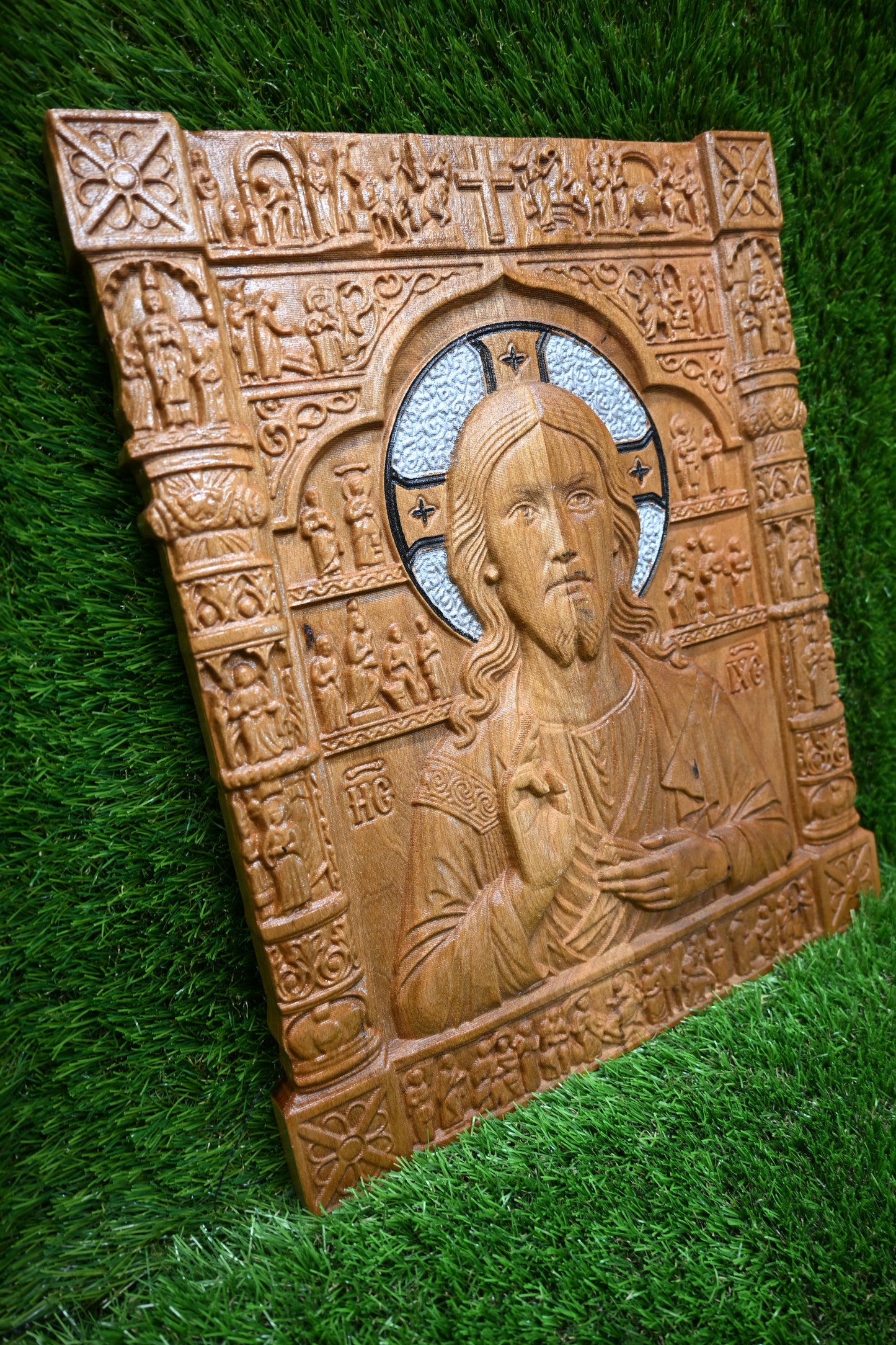 Jesus Christ Carved Icon - Cherry wood