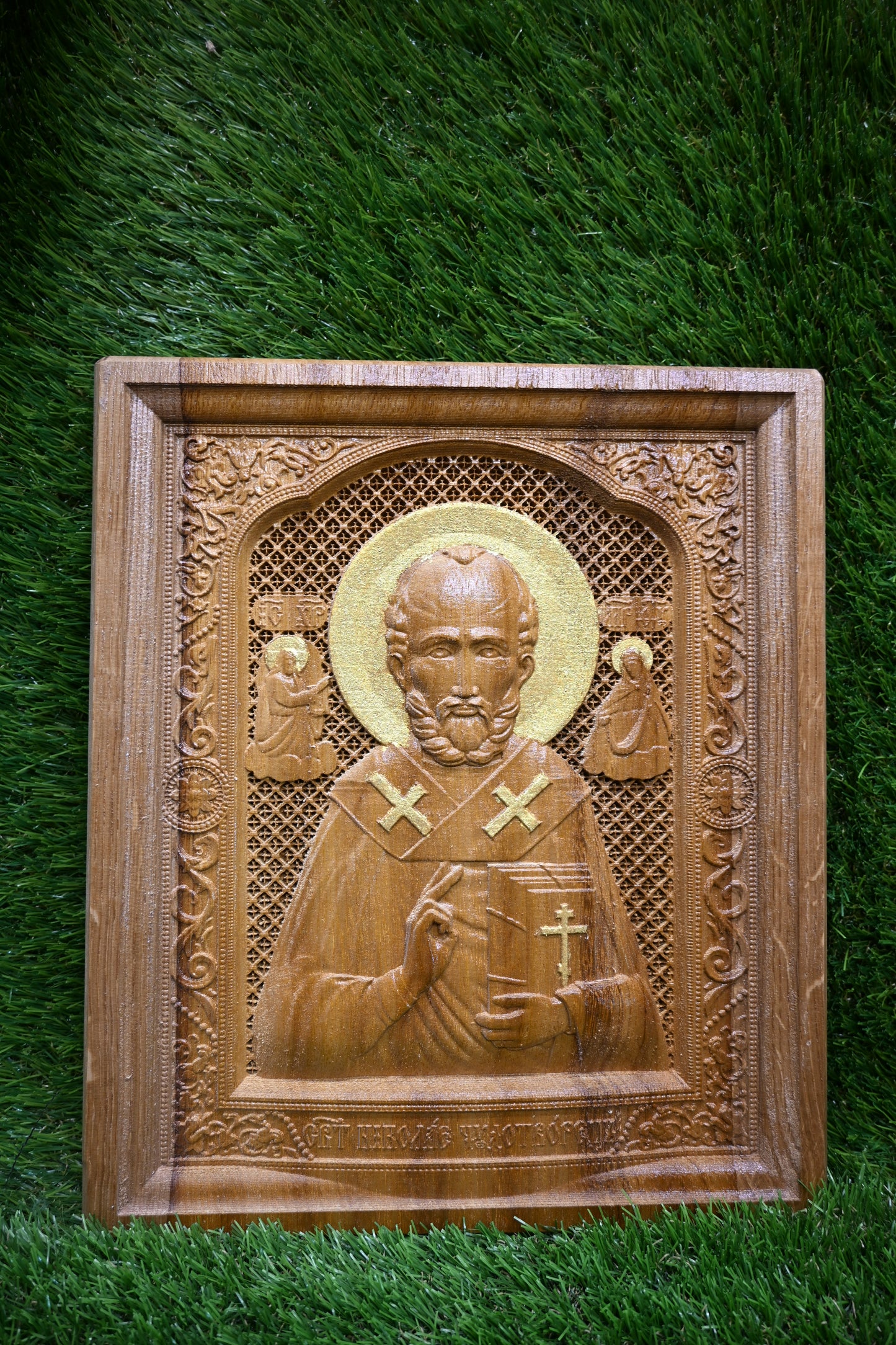 St. Nicholas Carve Icon - Iroko Wood