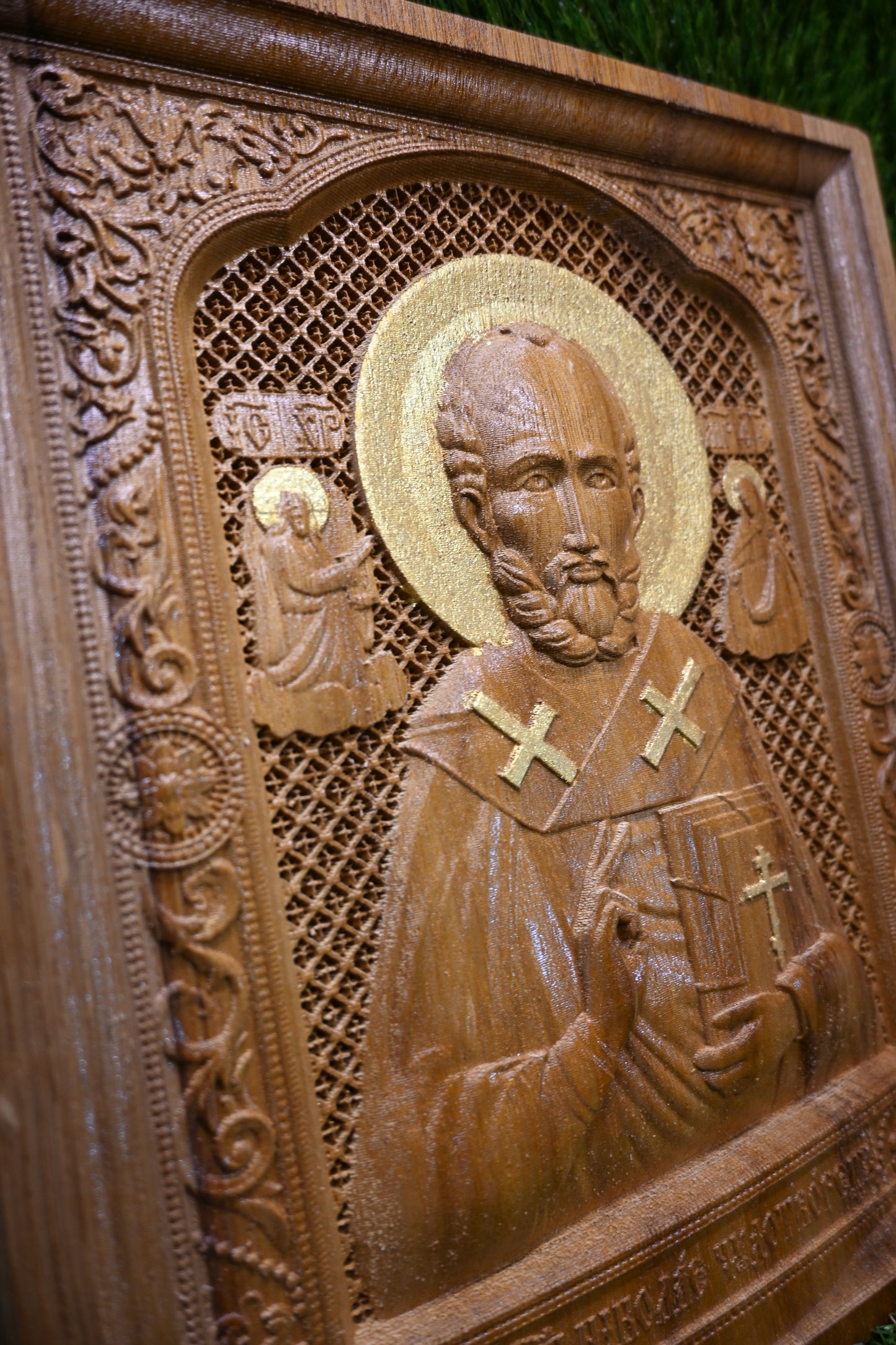 St. Nicholas Carve Icon - Iroko Wood