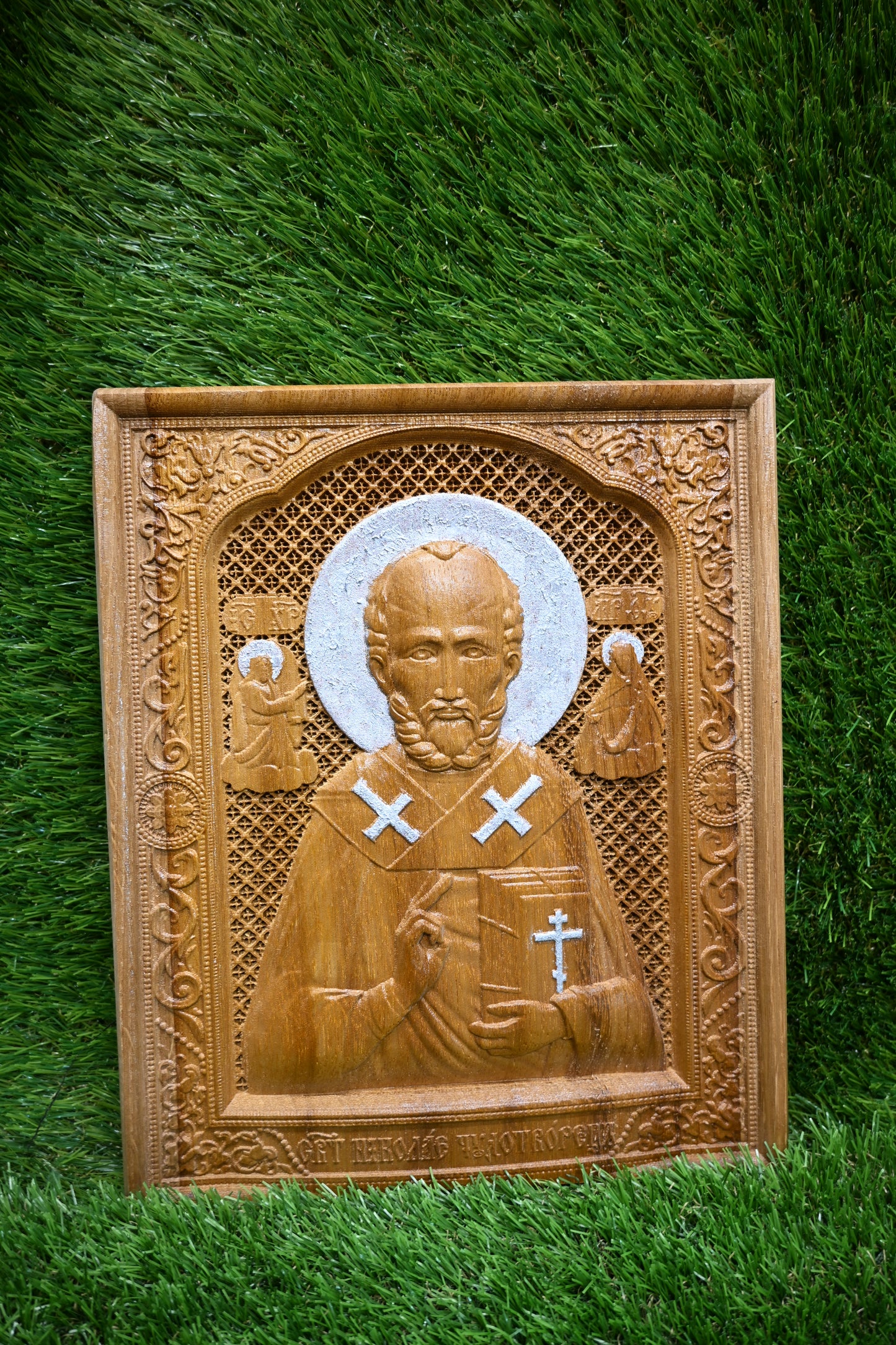 St. Nicholas Carve Icon - Iroko Wood