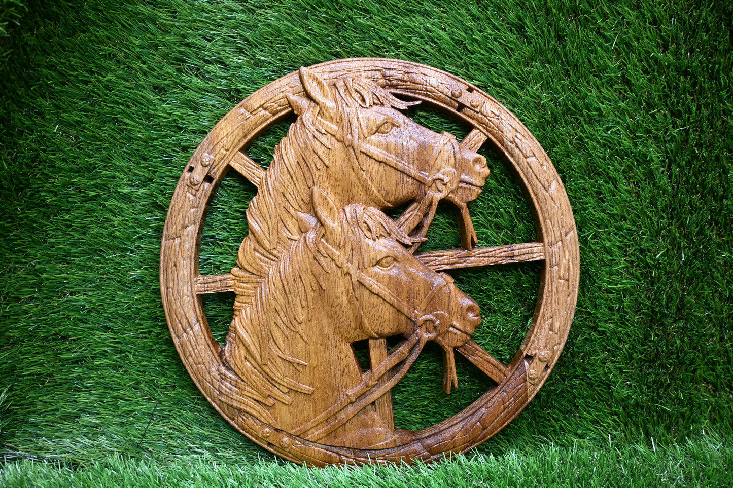 Carved Wooden Horse Wall Art