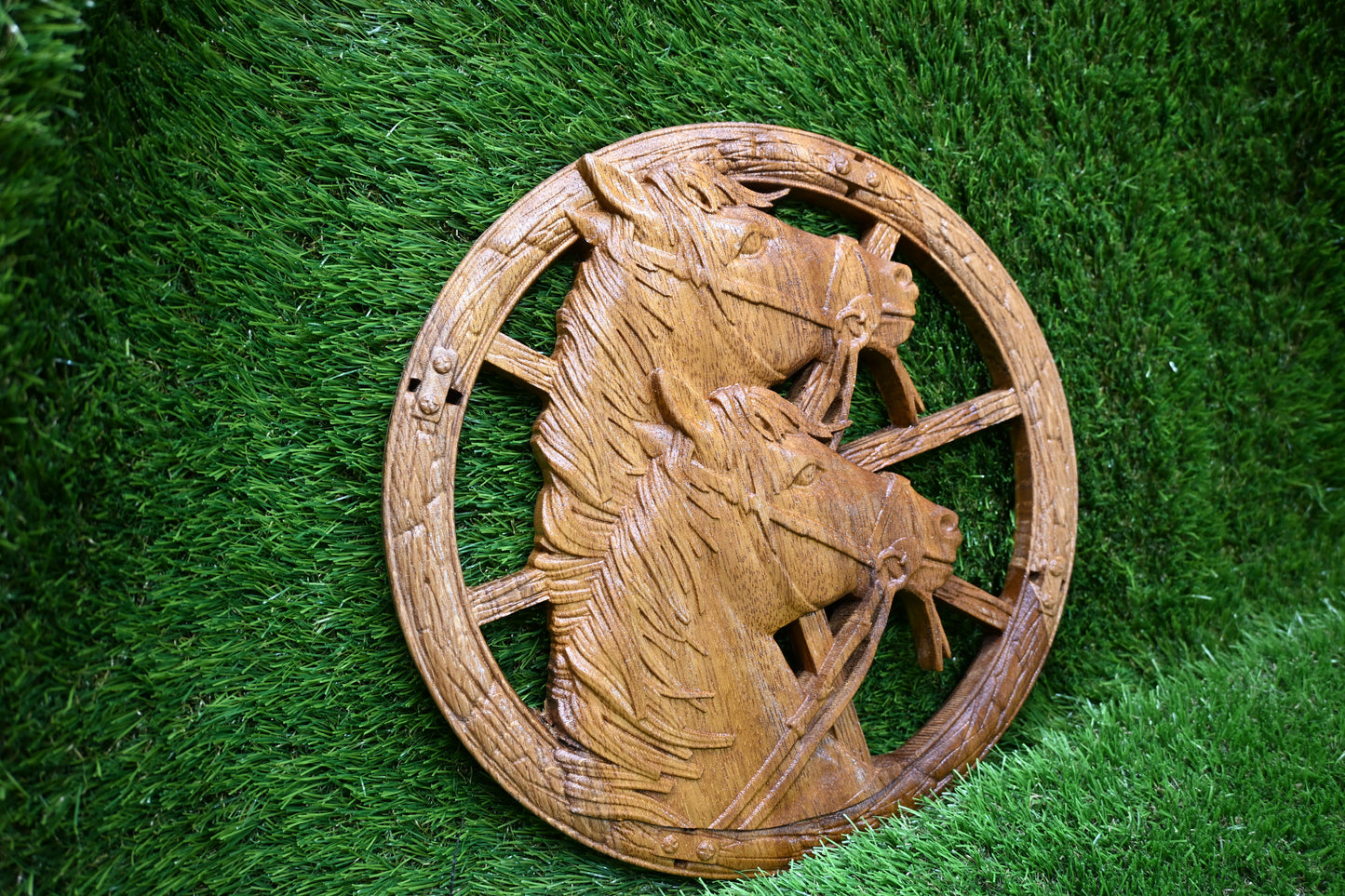 Carved Wooden Horse Wall Art