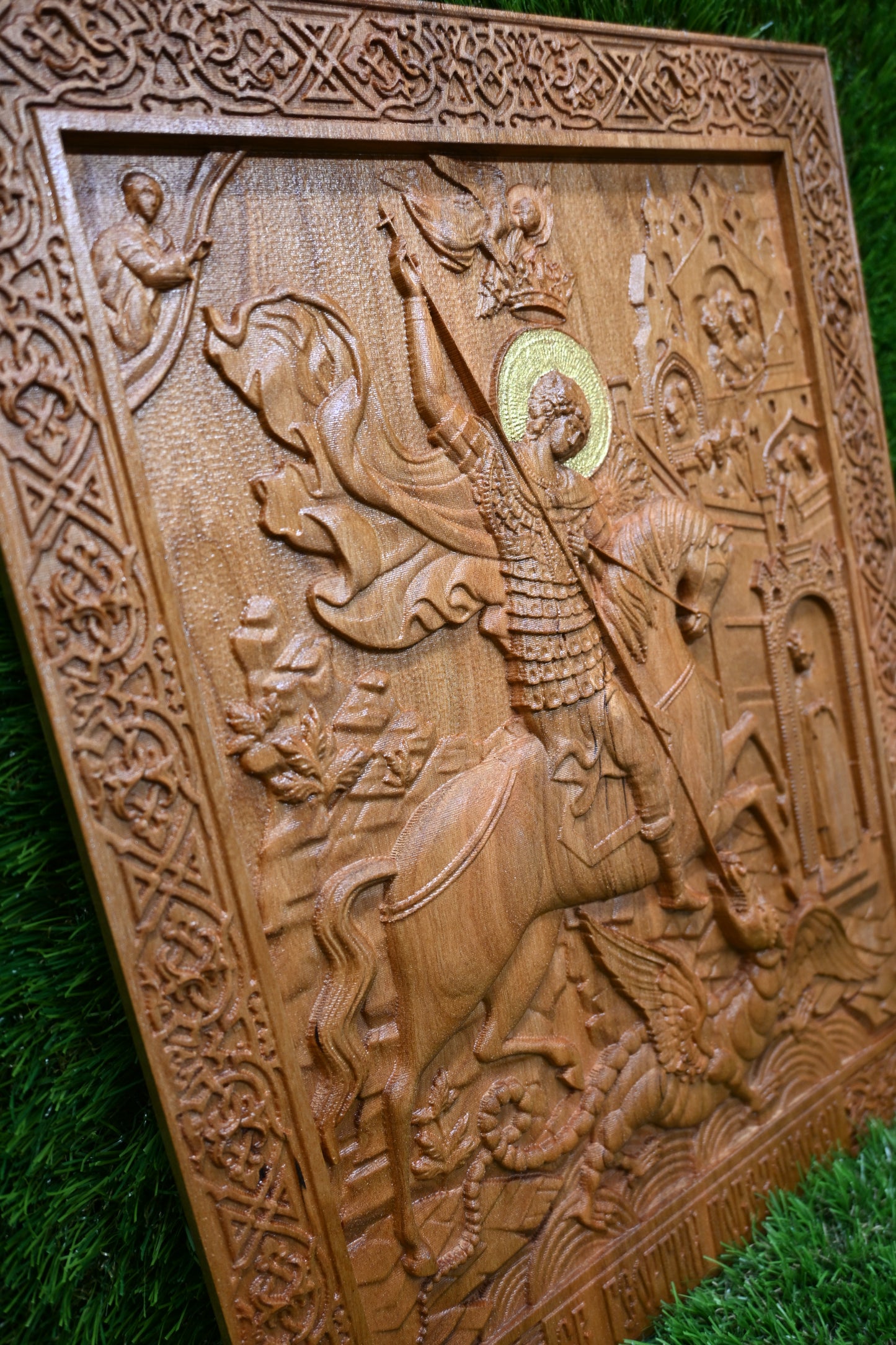 St. George Carve Icon – Cherry Wood