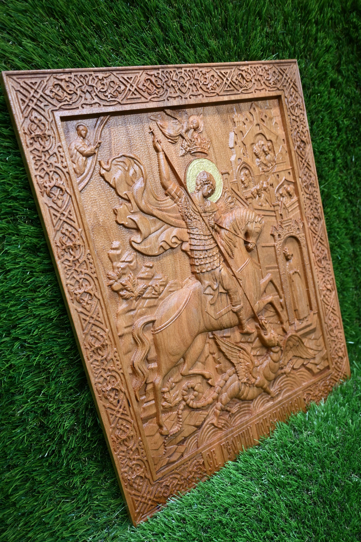 St. George Carve Icon – Cherry Wood