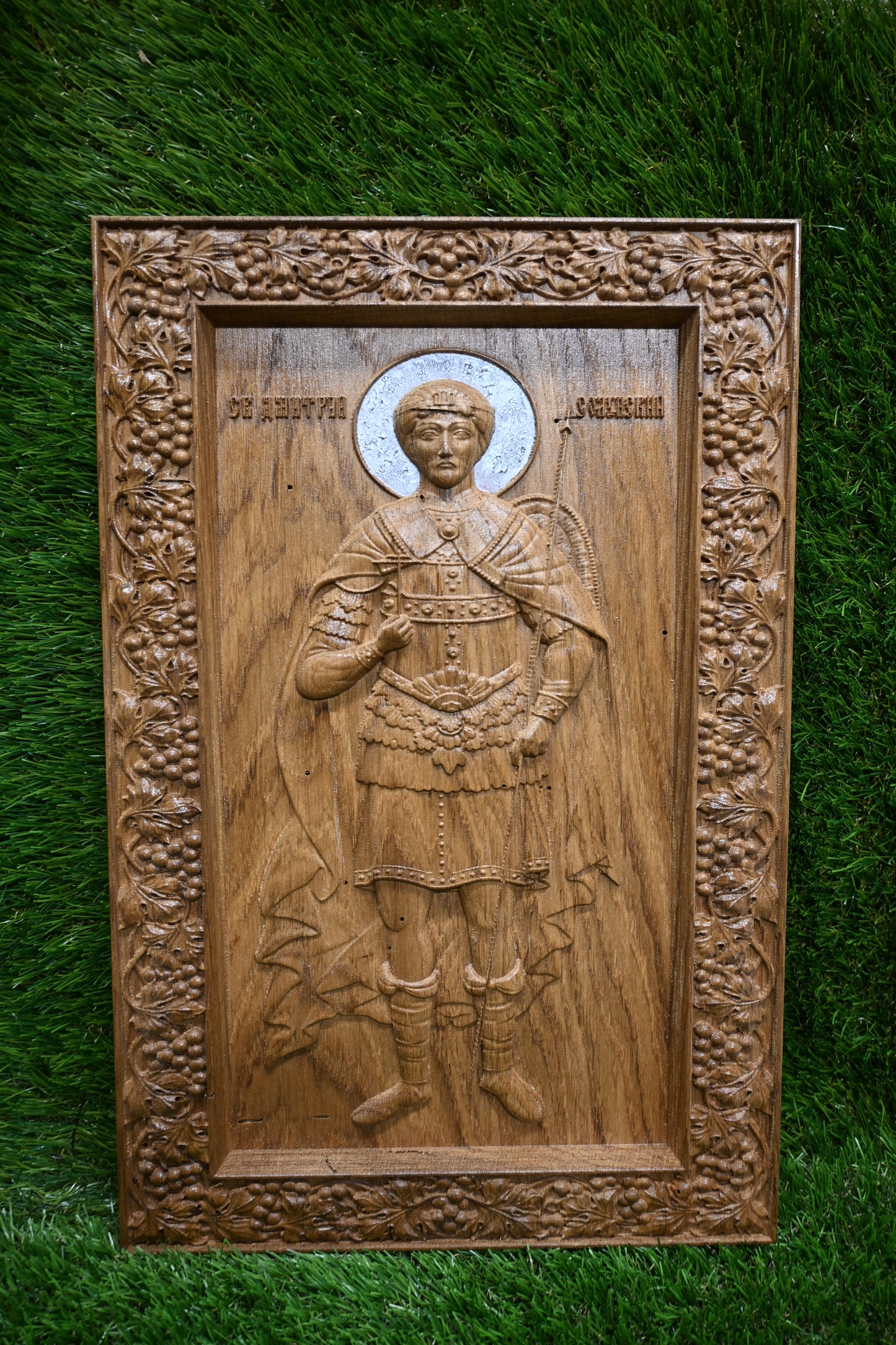 St. Demetrius Carve Icon – Dark Oak